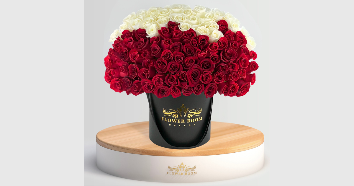 Red and White Ombre Roses Bouquet | Flower Delivery Texas