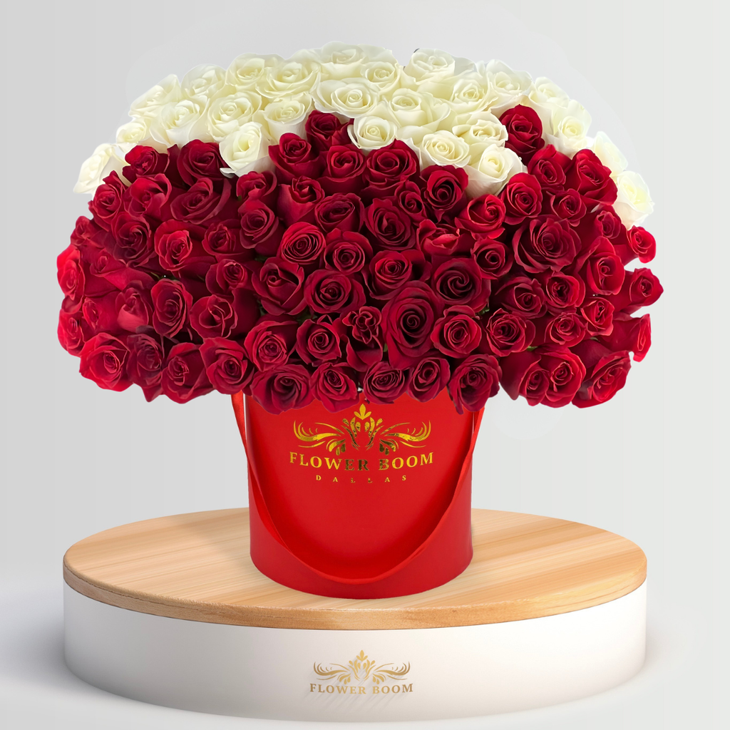 Red and White Ombre Roses Bouquet | Flower Delivery Texas