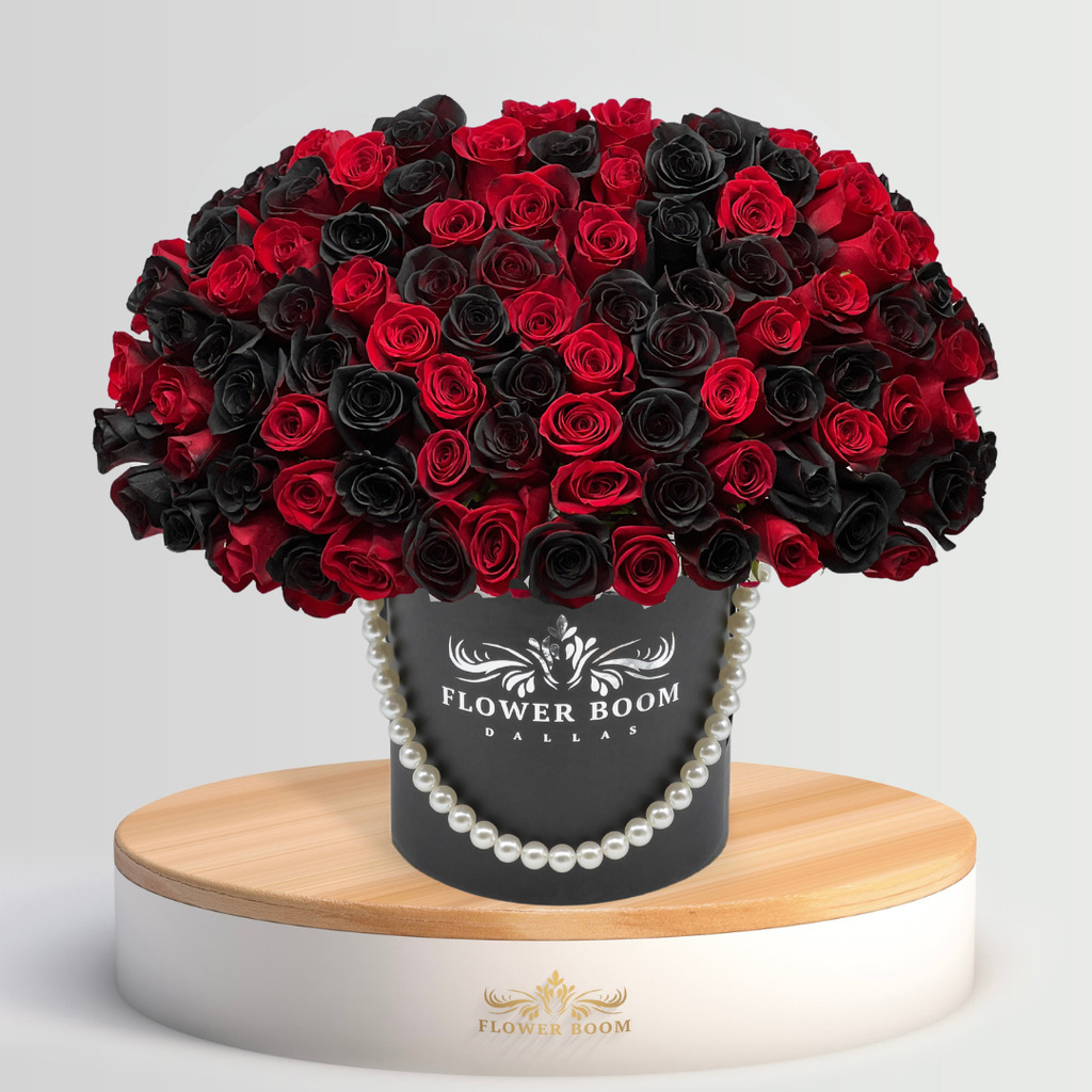 Red & Black Rose Arrangement | Unique Flower Delivery | Flower Boom