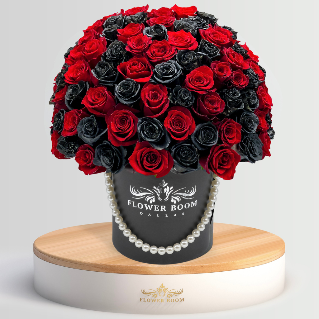 Red & Black Rose Arrangement | Unique Flower Delivery | Flower Boom
