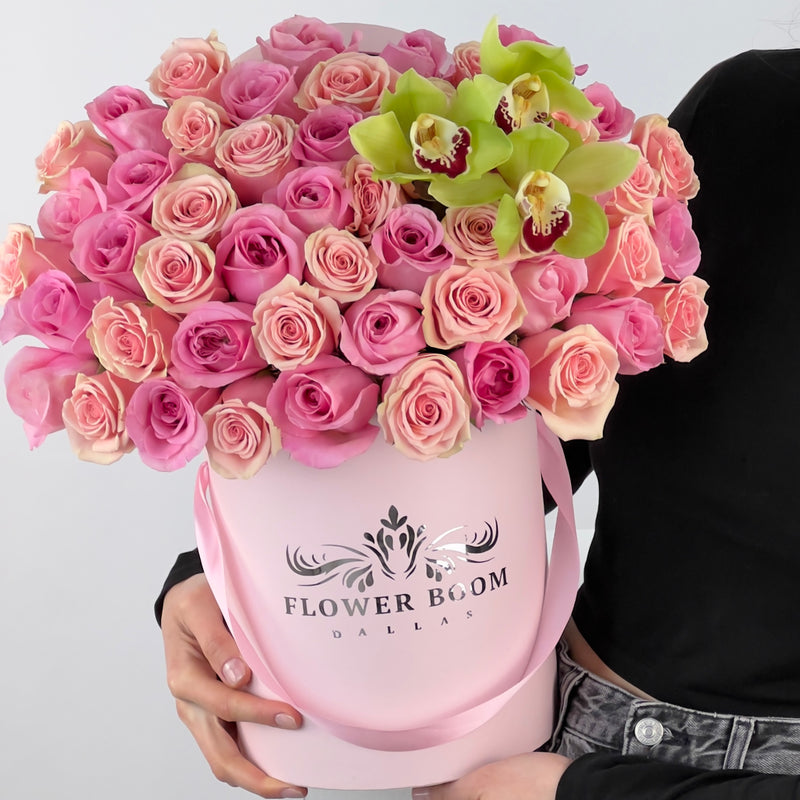 Cutie Flowers Box - Pink Roses And Cymbidium Orchids | Flower Delivery