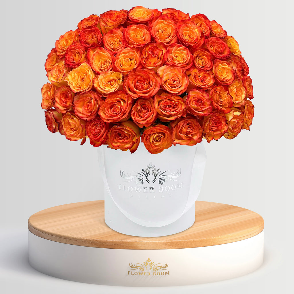 Circus Orange Roses In a Box | Luxury Roses | Circus Rose Near me