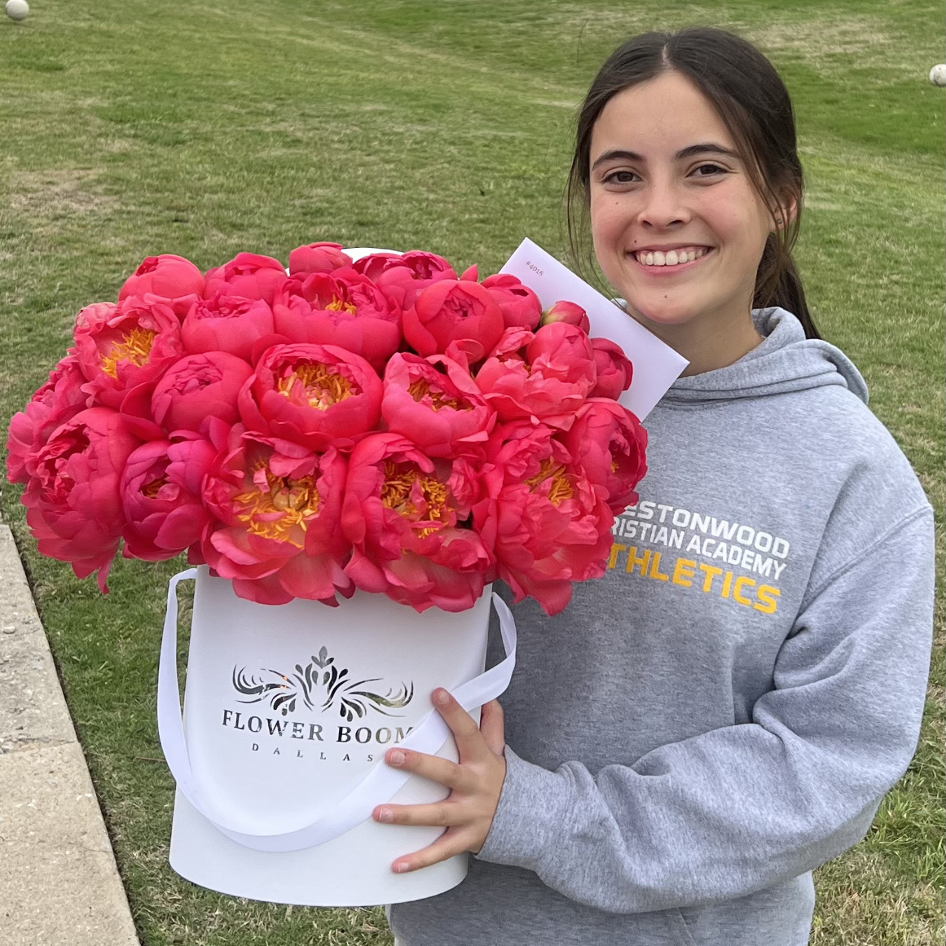 Coral Peonies | Peony Bouquet In A box | By Flower Boom Dallas