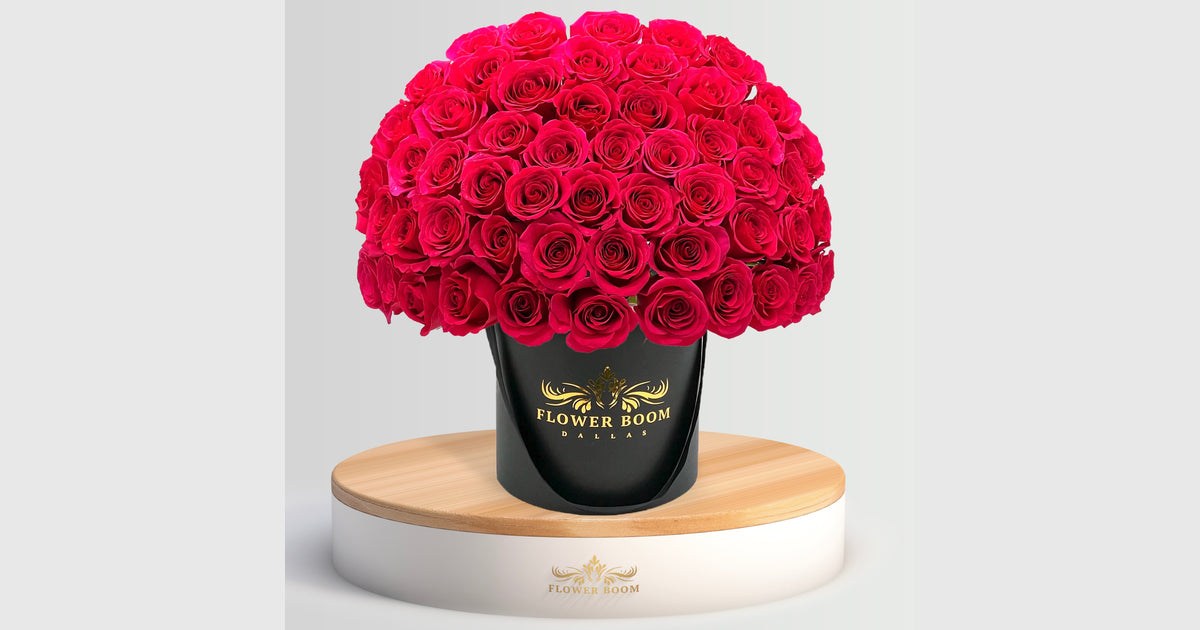 Fuchsia Roses in a Box | Fuschia Flowers Online Delivery Texas