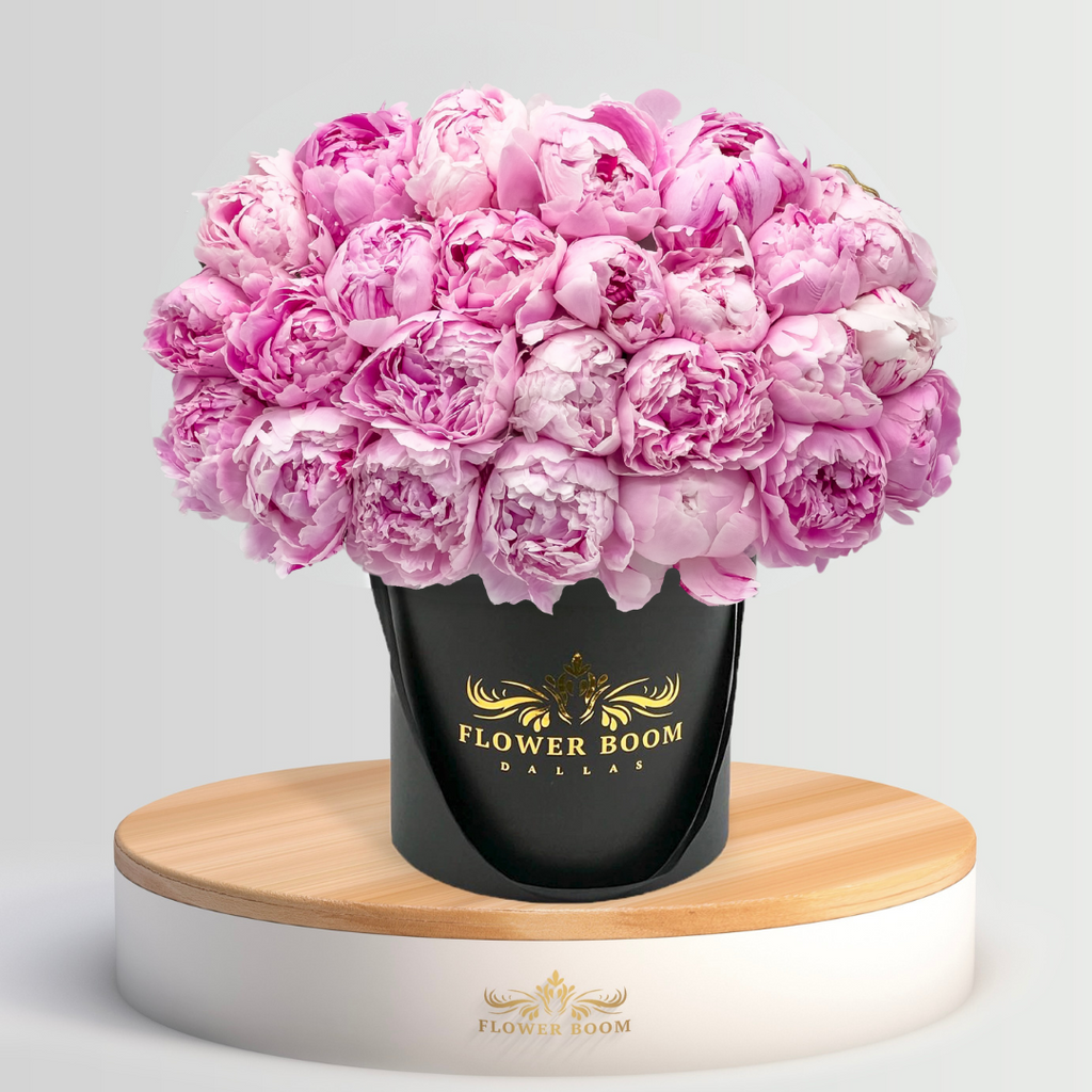 Peony Land | Coral peonies in a box | By Flower Boom Dallas