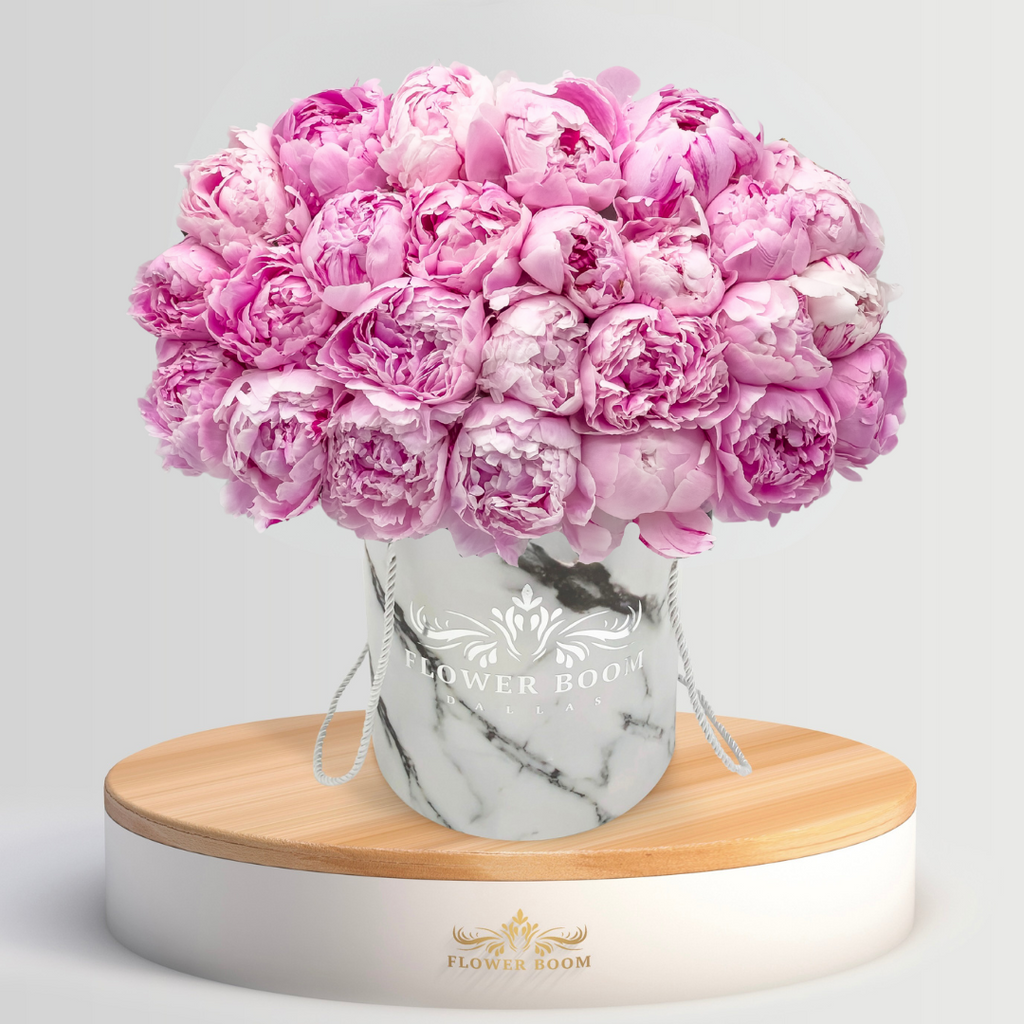 Peony Land | Coral peonies in a box | By Flower Boom Dallas