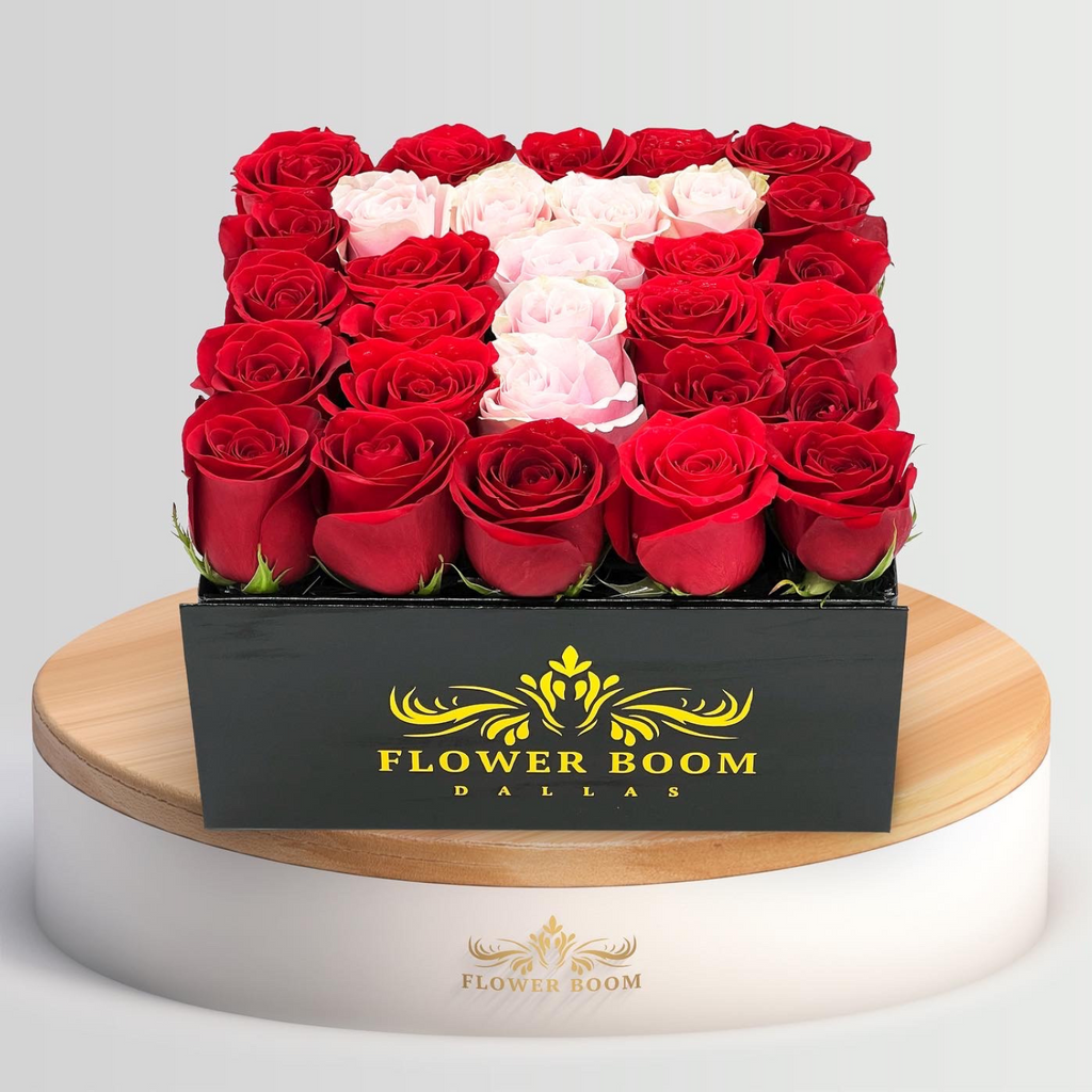 Black and Gold I Love You Floral Gift Box with Fresh Foam