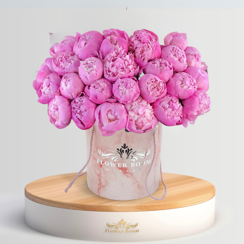 Pink Peonies | Peony Bouquet In A Box | Seasonal Flowers