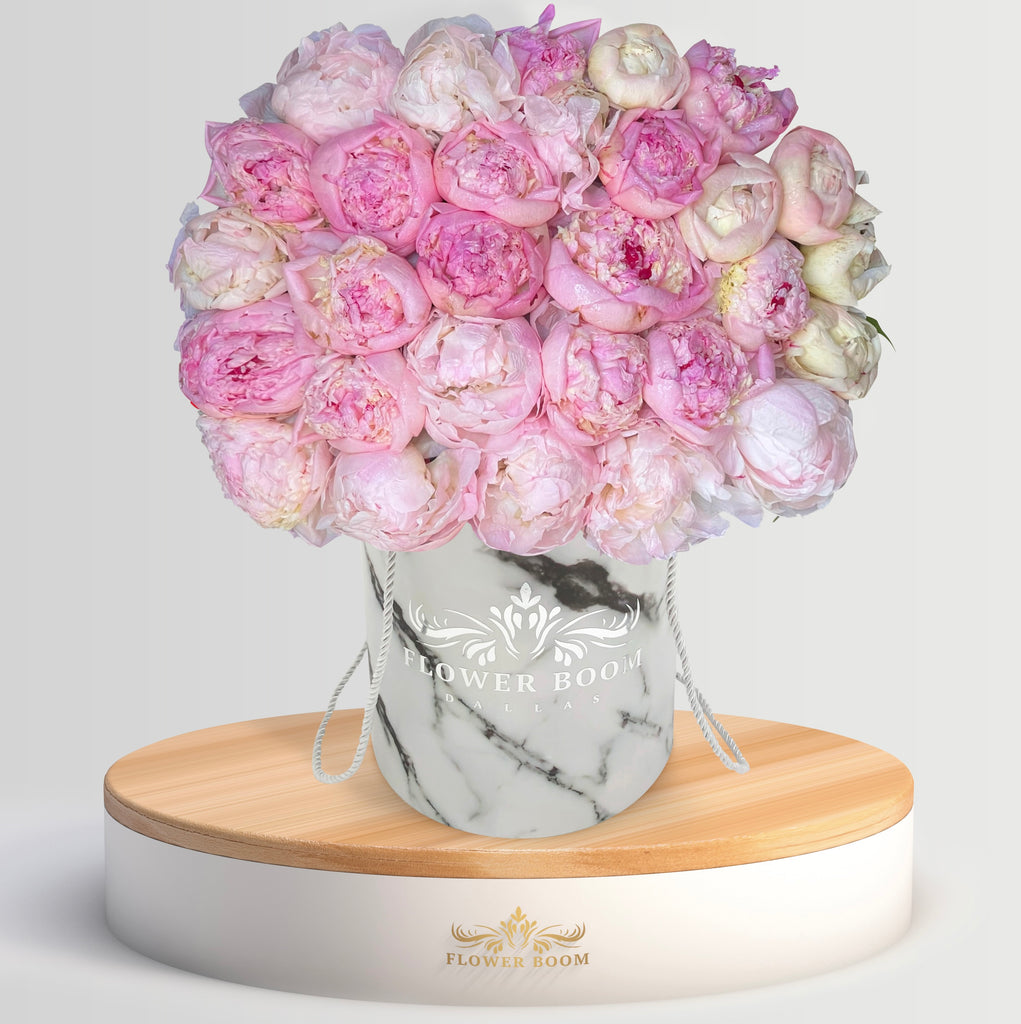 Luxury Box of Roses and Pink Peonies