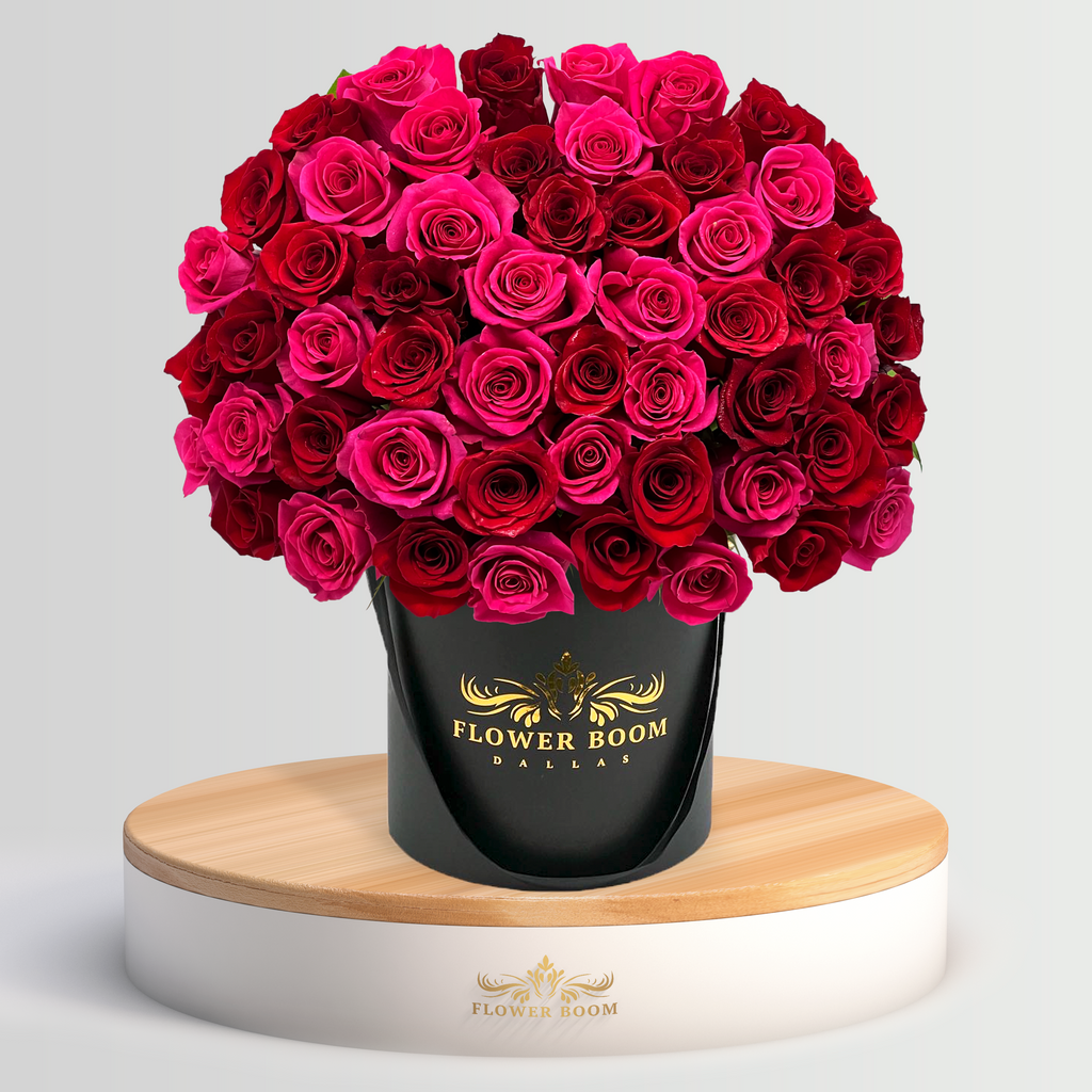 Red and Gold I Love You Floral Gift Box with Fresh Foam