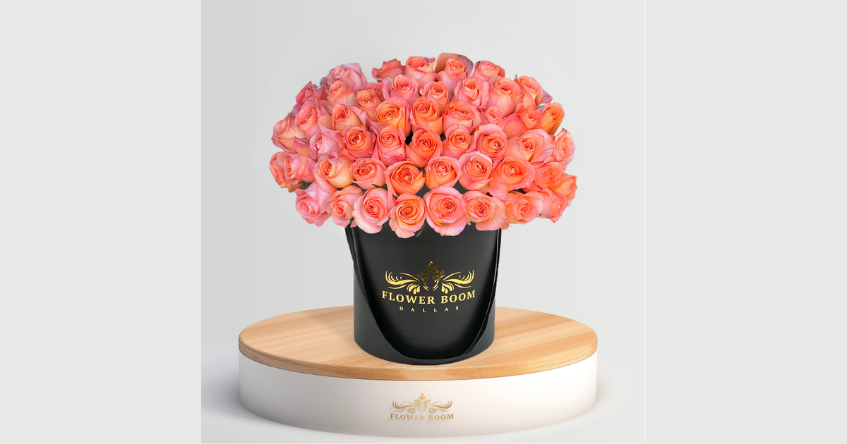 Fresh Salmon Roses Fresh Salmon Roses in a Luxury Box | Elegant Rose Arrangement