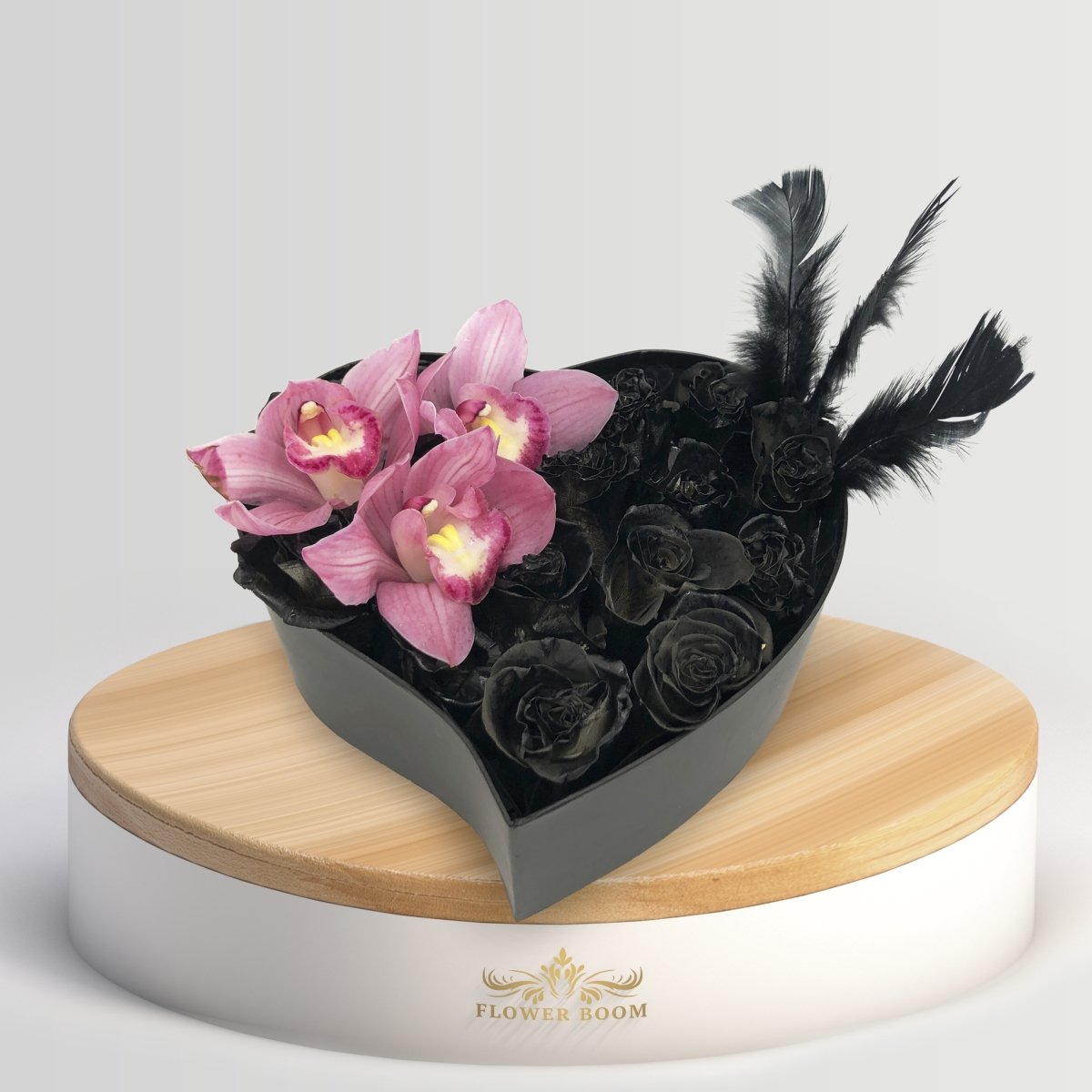 Artificial pink & black glitter flower box spooky 🖤✨ – bouquetsbyrubyhtx