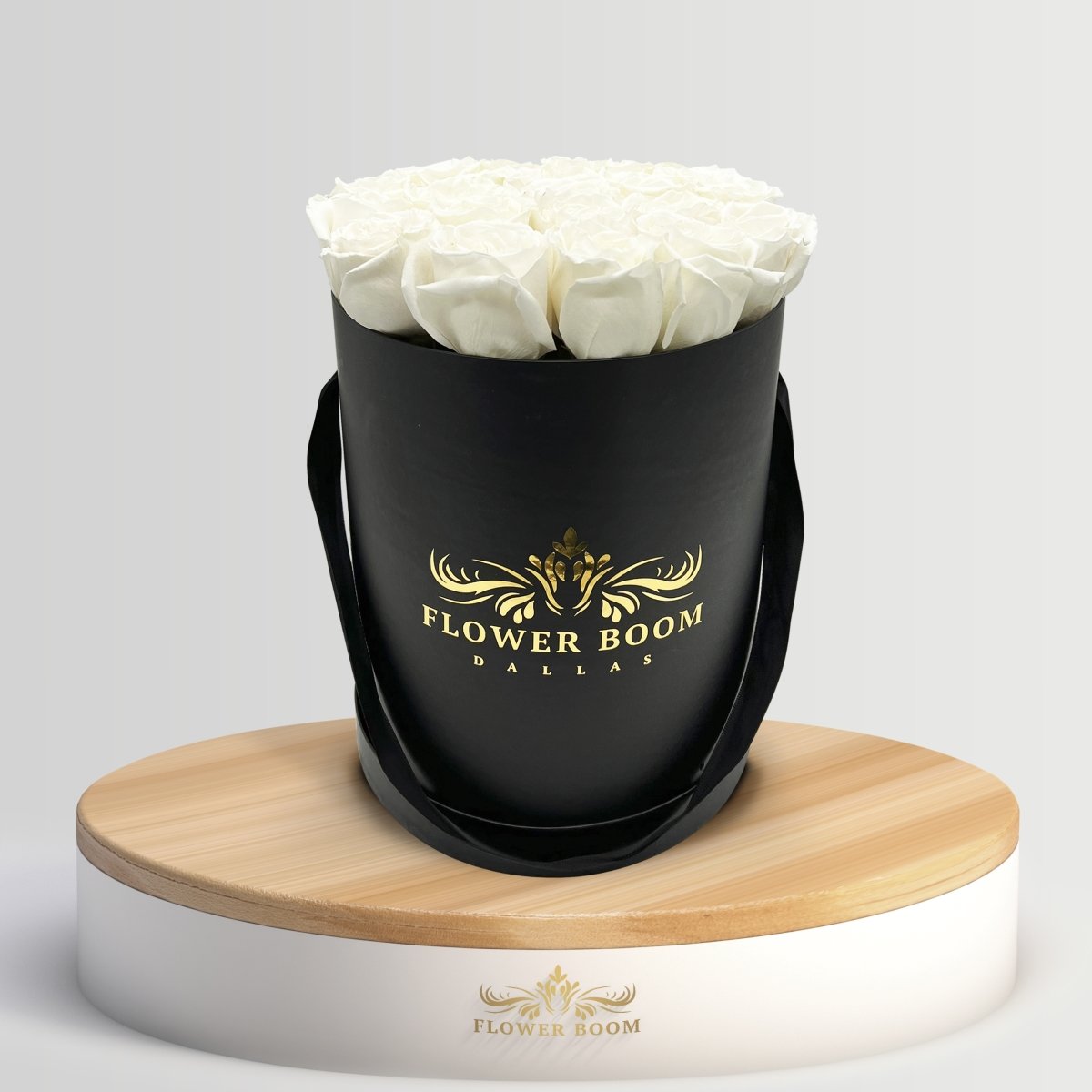 Classic White Roses In A Box - Flower Boom Dallas