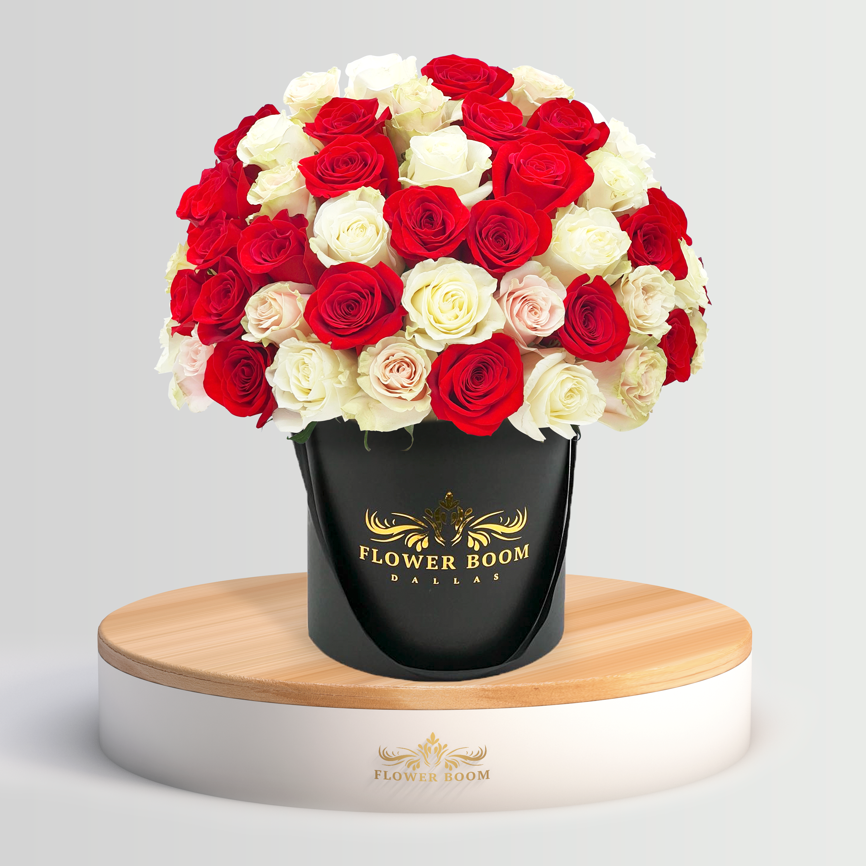 Red and Gold I Love You Floral Gift Box with Fresh Foam