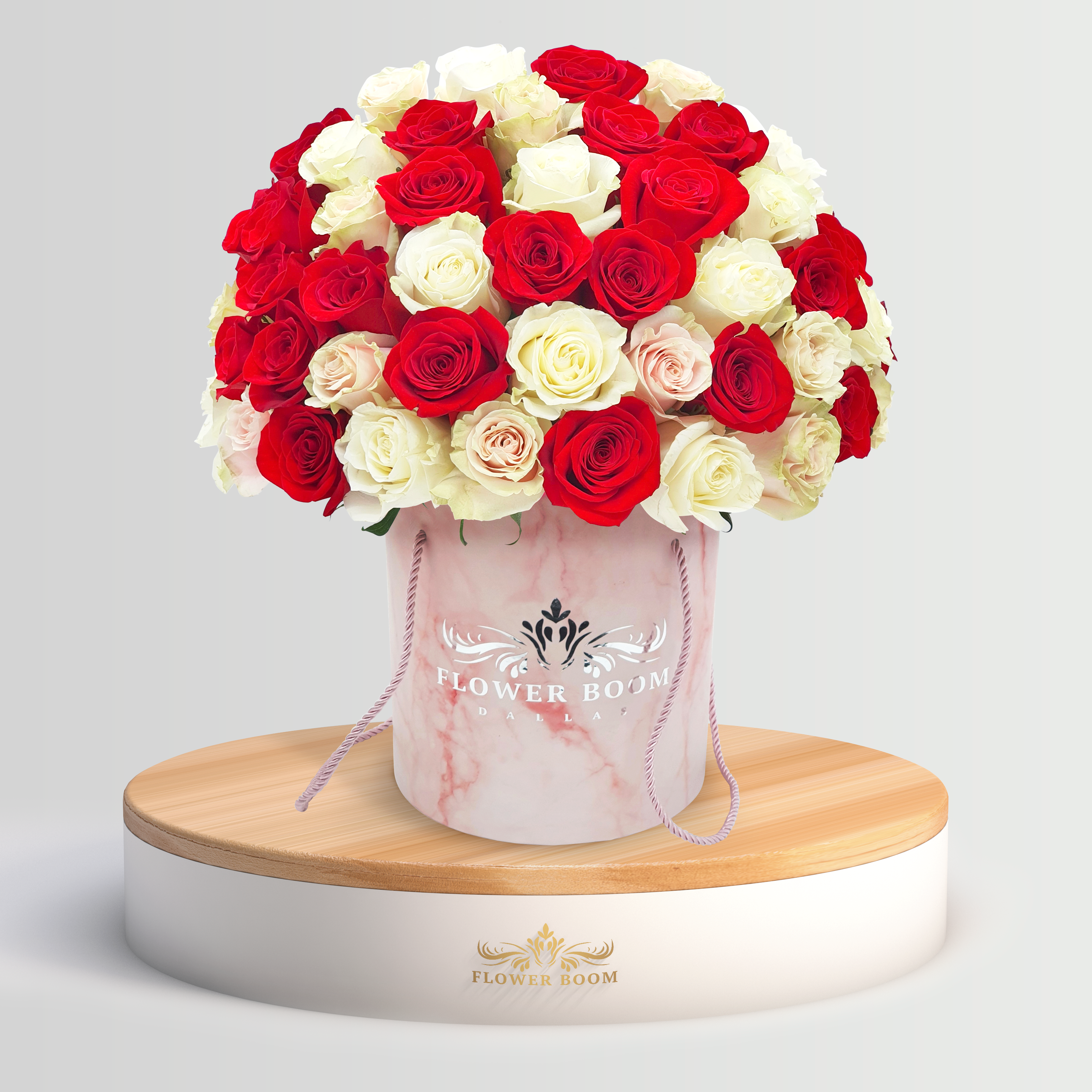 Signature Red, Pink & White Roses In a Box